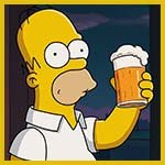 Homer Simpson drinking beer.